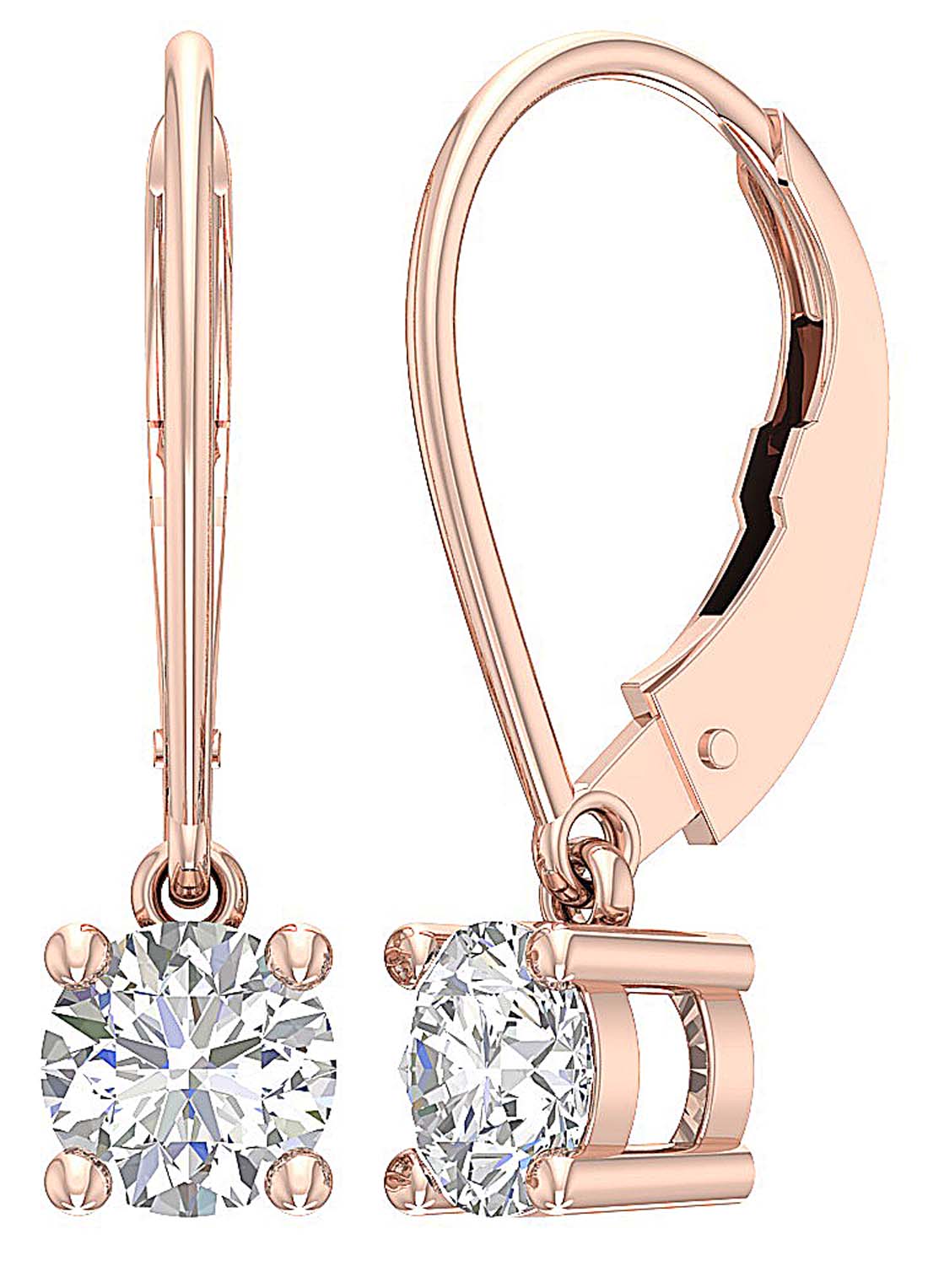 The Tucker 14K White Yellow Rose Gold Natural Diamond Solitaire Stud Earring 5.80 MM