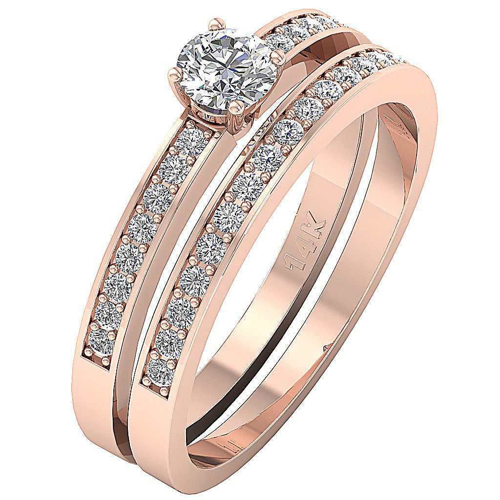14kRoseGoldEngagementBridalRingProngSet