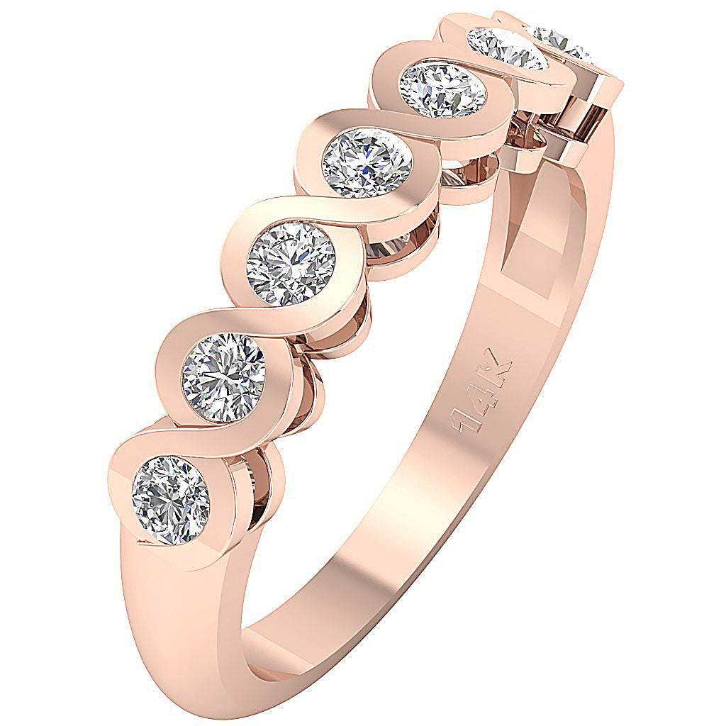 Anniversary Ring I1 G 0.60 Ct Bezel Set 14K White Yellow Rose Gold