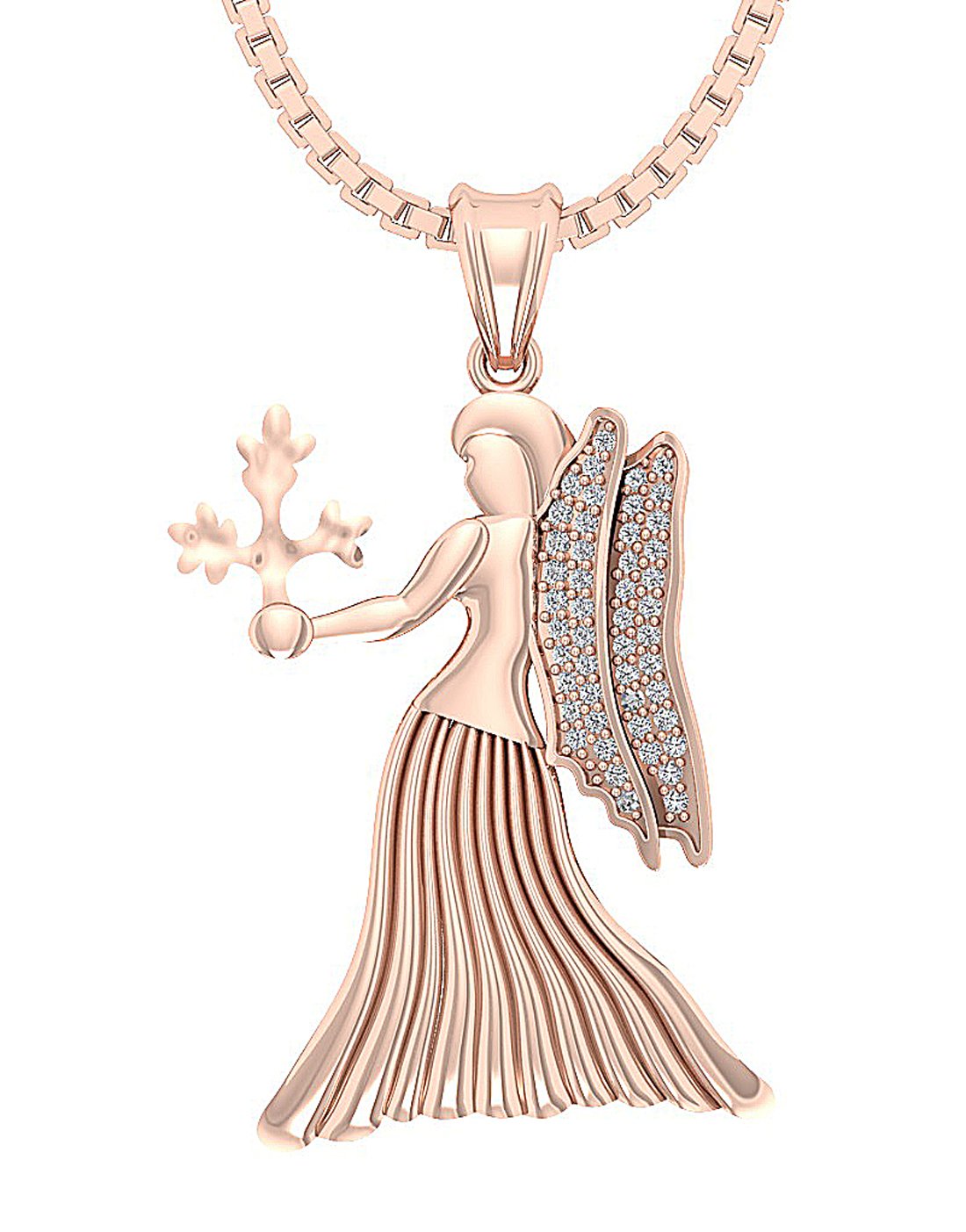 Natural Diamond Virgo Zodiac Sign Engagement Pendant I1/SI1 G 0.25 Ct 14K/18K White Gold Prong Set