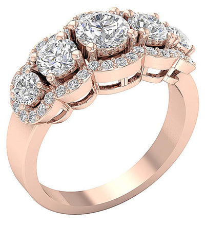 10.10 MM SI1 G 2.65 Ct Natural Diamond Five Stone Engagement Ring 14k White Yellow Rose Gold Prong Set