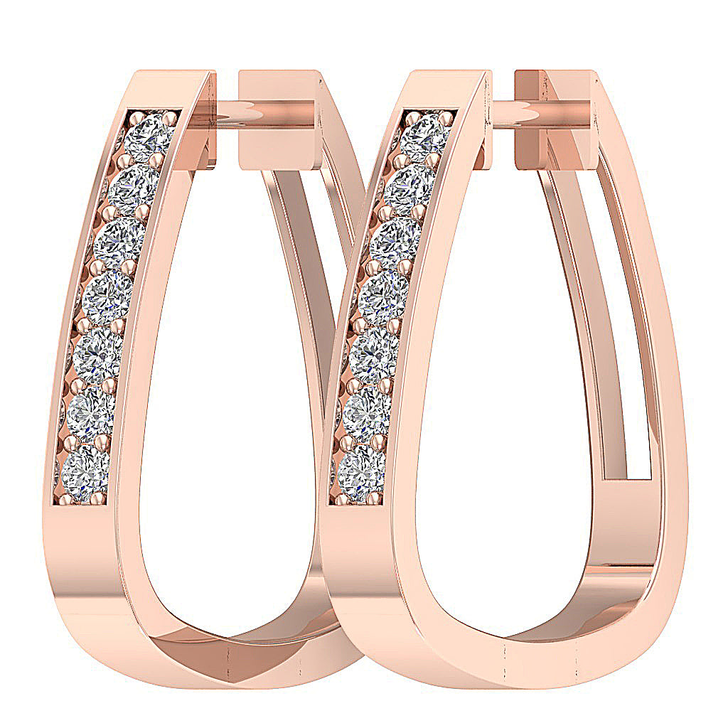 14kRoseGoldRoundDiamondUniqueEarring
