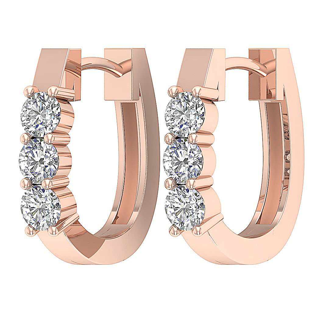 14kRoseGoldRoundCutDiamondEarring