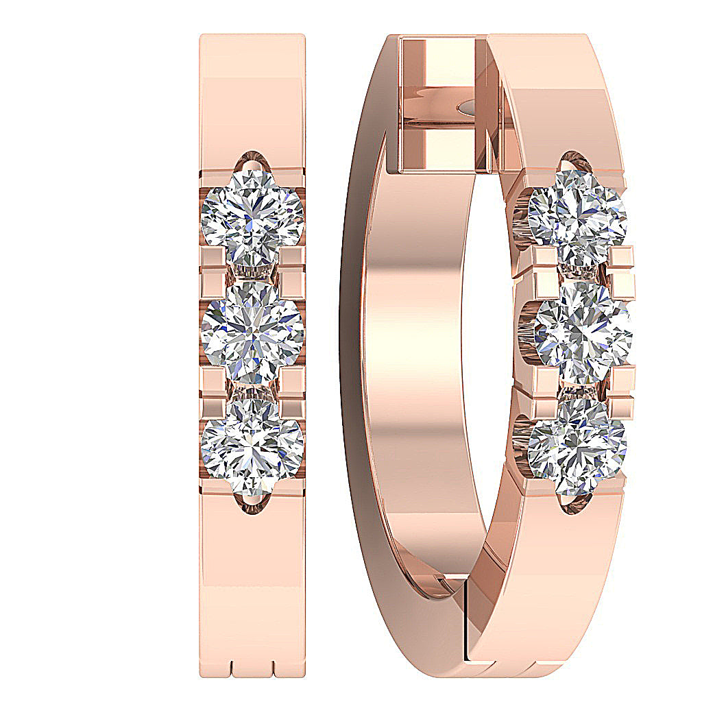 14kRoseGoldGenuineDiamondEarringProngSet