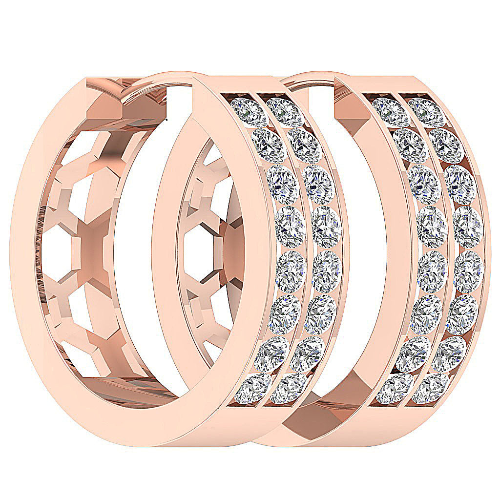 14kRoseGoldRoundDiamondHoopsEarring