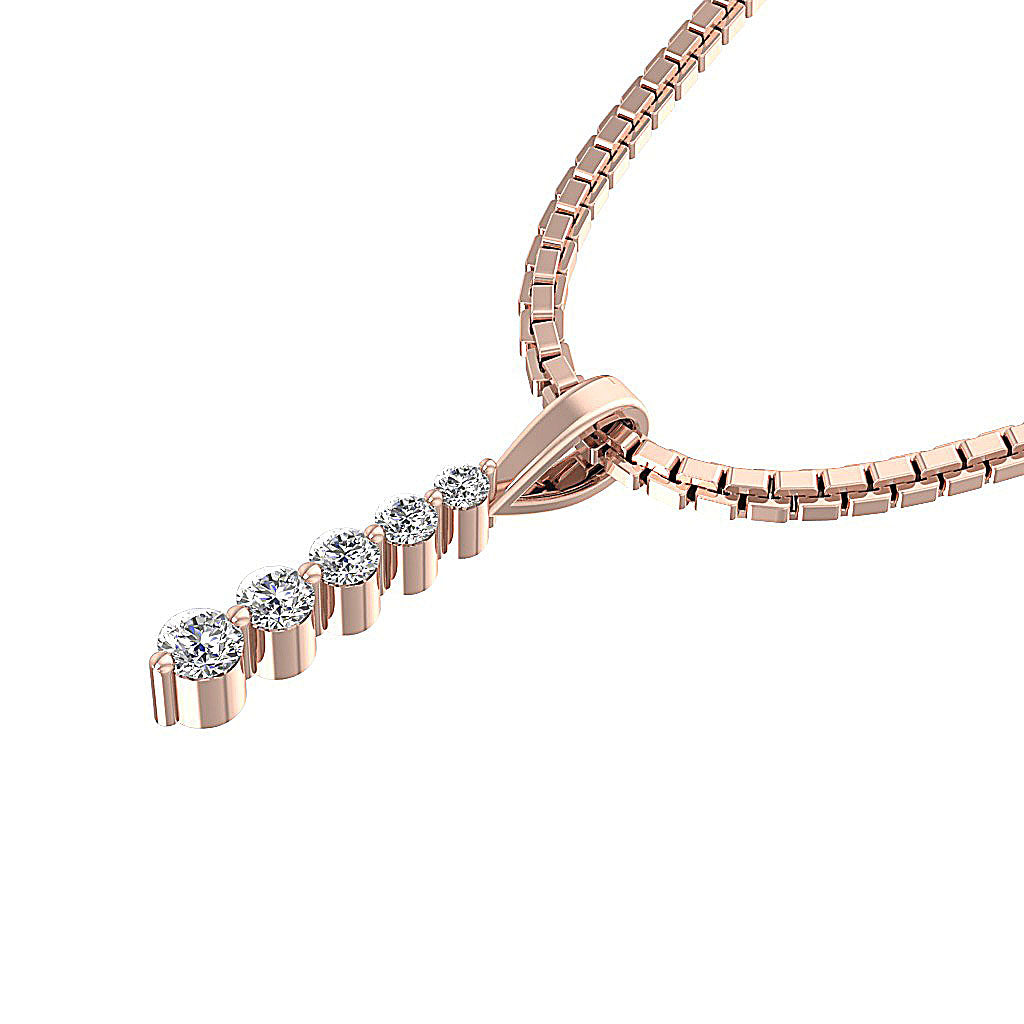 14kRoseGoldRoundCutDiamondPendant