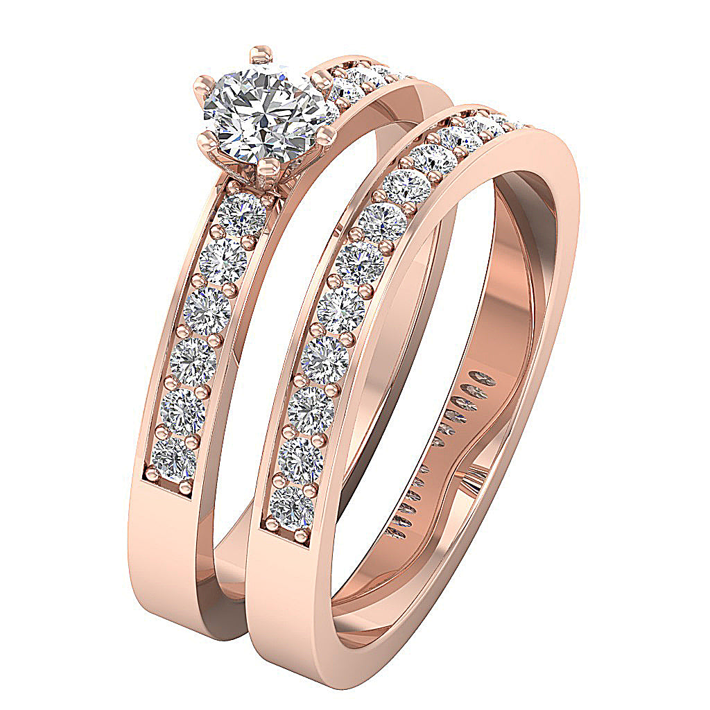 14kRoseGoldHaloBridalAnniversaryRingSet