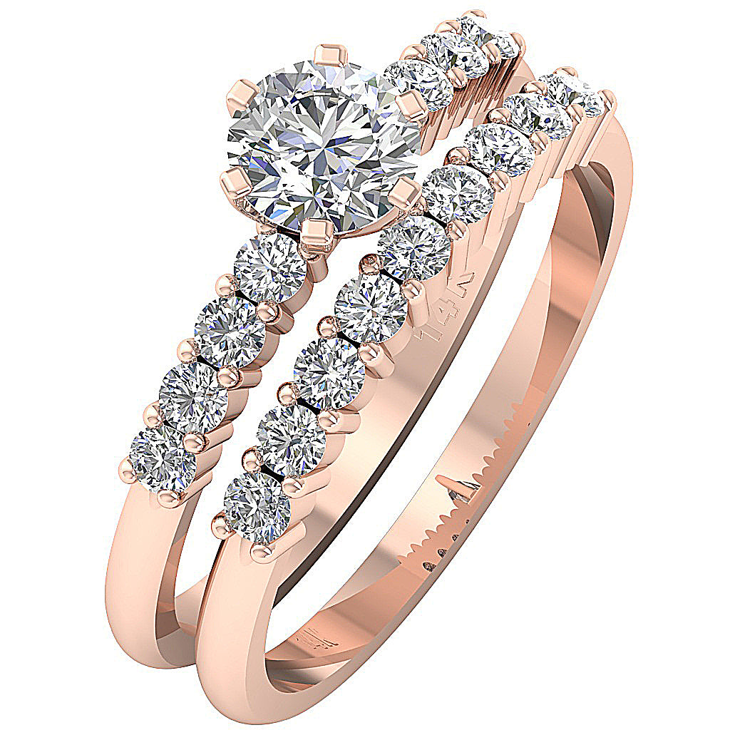 14kRoseGoldHaloBridalWeddingRingSet
