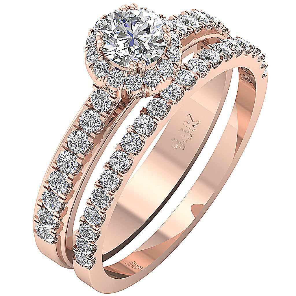 14kRoseGoldHaloBridalRingProngSet
