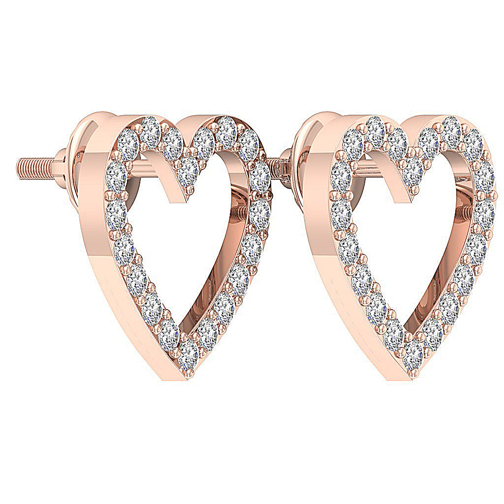 14kRoseGoldHeartEarringPaveSet