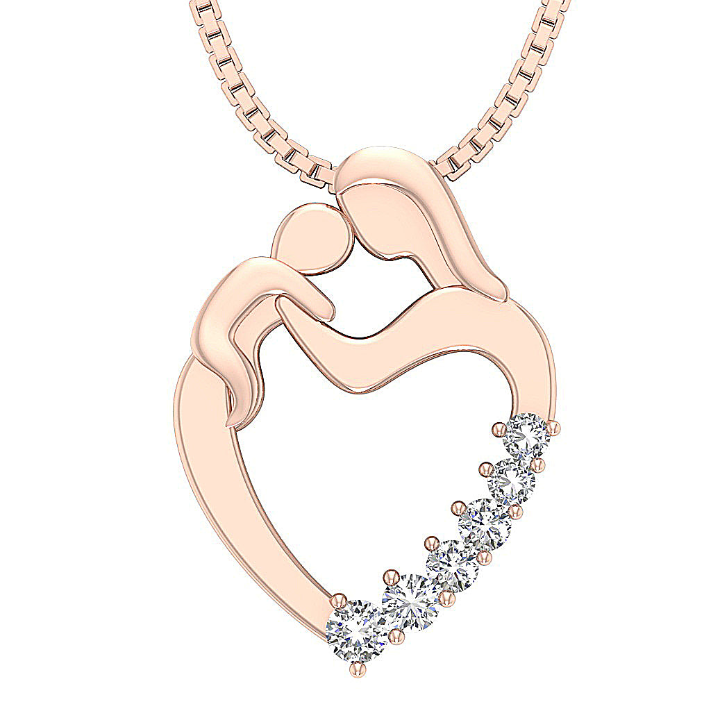 14kRoseGoldGenuineDiamondHeartPendant
