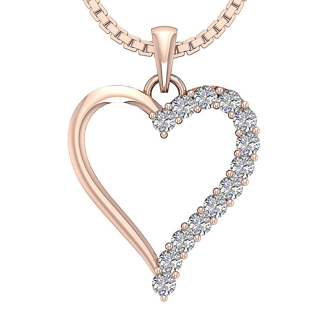 14kRoseGoldGenuineDiamondHeartPendant