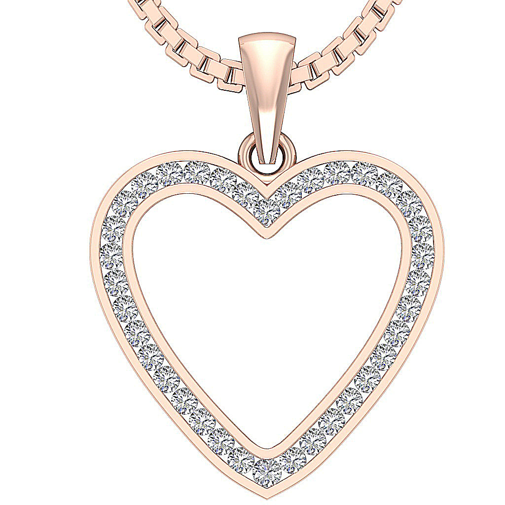 14kRoseGoldGenuineDiamondHeartPendant