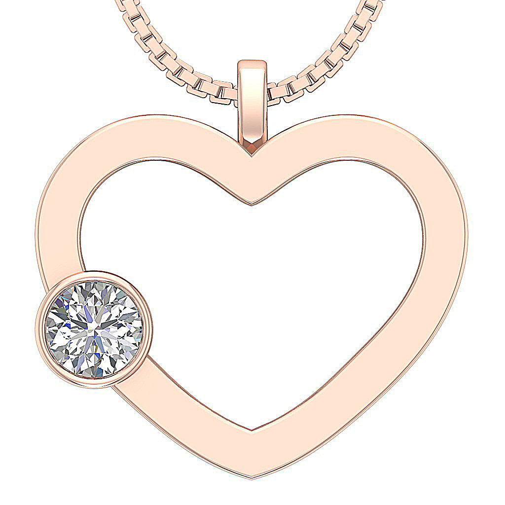 14kRoseGoldGenuineDiamondHeartPendant