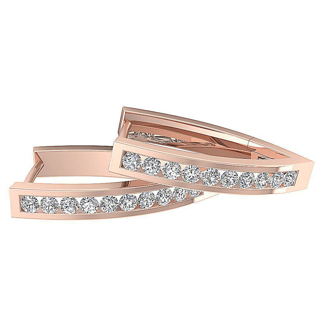 14kRoseGoldGenuineDiamondHoopEarring
