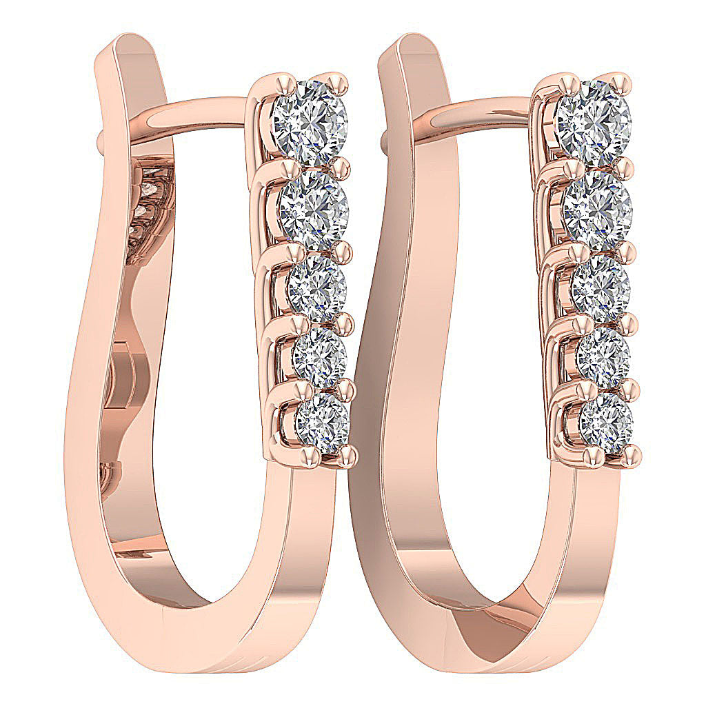 14kRoseGoldNaturalDiamondHoopsEarring