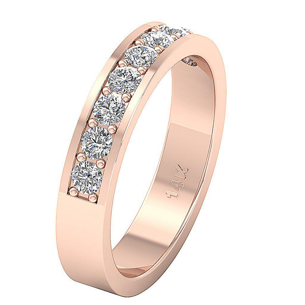 Anniversary Ring Round Diamond I1 G 0.90 Ct 14K White Gold Pave Channel Set