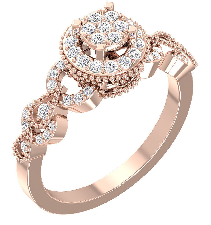 Designer Engagement Anniversary Ring I1 G 0.55 Carat Genine Diamond 14K Solid Gold