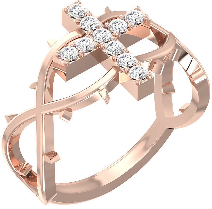 Cross Anniversary Wedding Ring SI1 G 0.30 Ct Round Cut Genuine Diamond 14K Solid White Gold