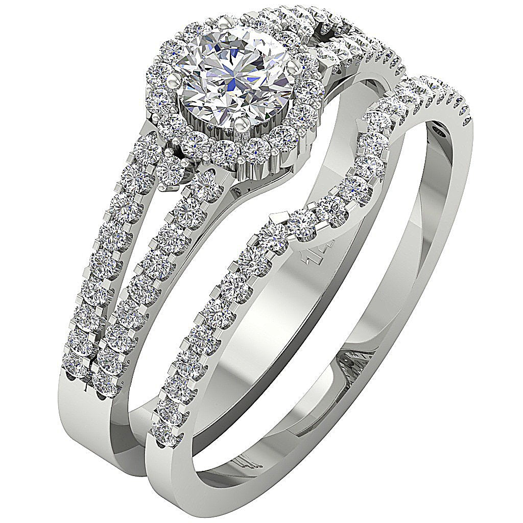 14kGoldRoundDiamondBridalRingSet