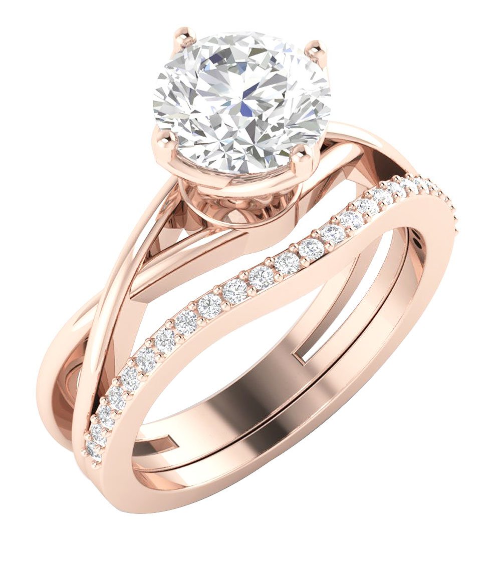Matching Engagement Ring And Wedding Band Sets I1 G 1.30 Ct Natural Diamond 14K Gold