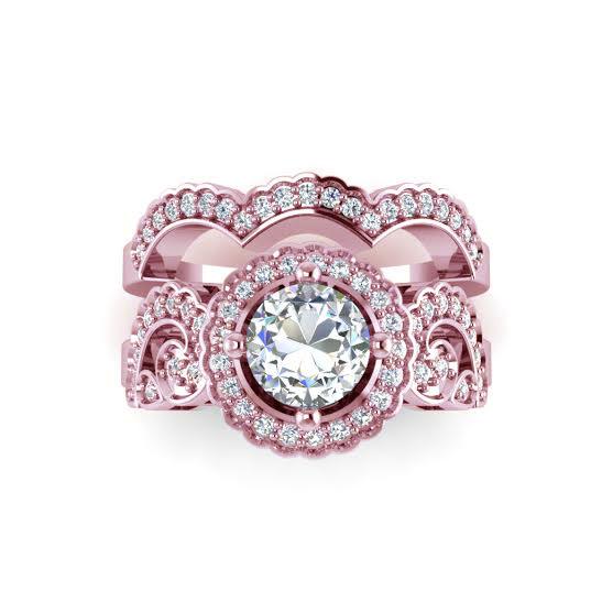 Designer Bridal Halo Wedding Ring Set I1 G 1.80Ct Genuine Diamond 14k White Yellow Rose Gold