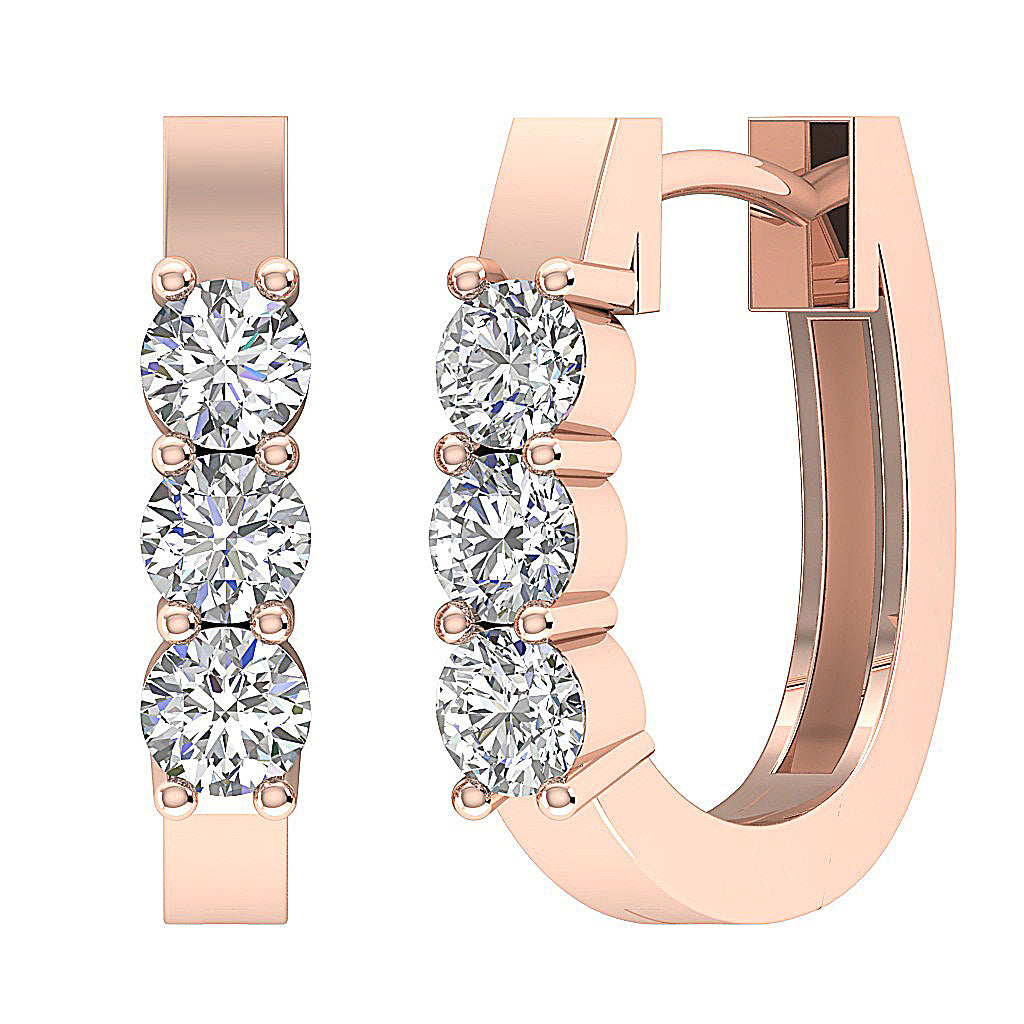 14kRoseGoldNaturalDiamondUniqueEarring