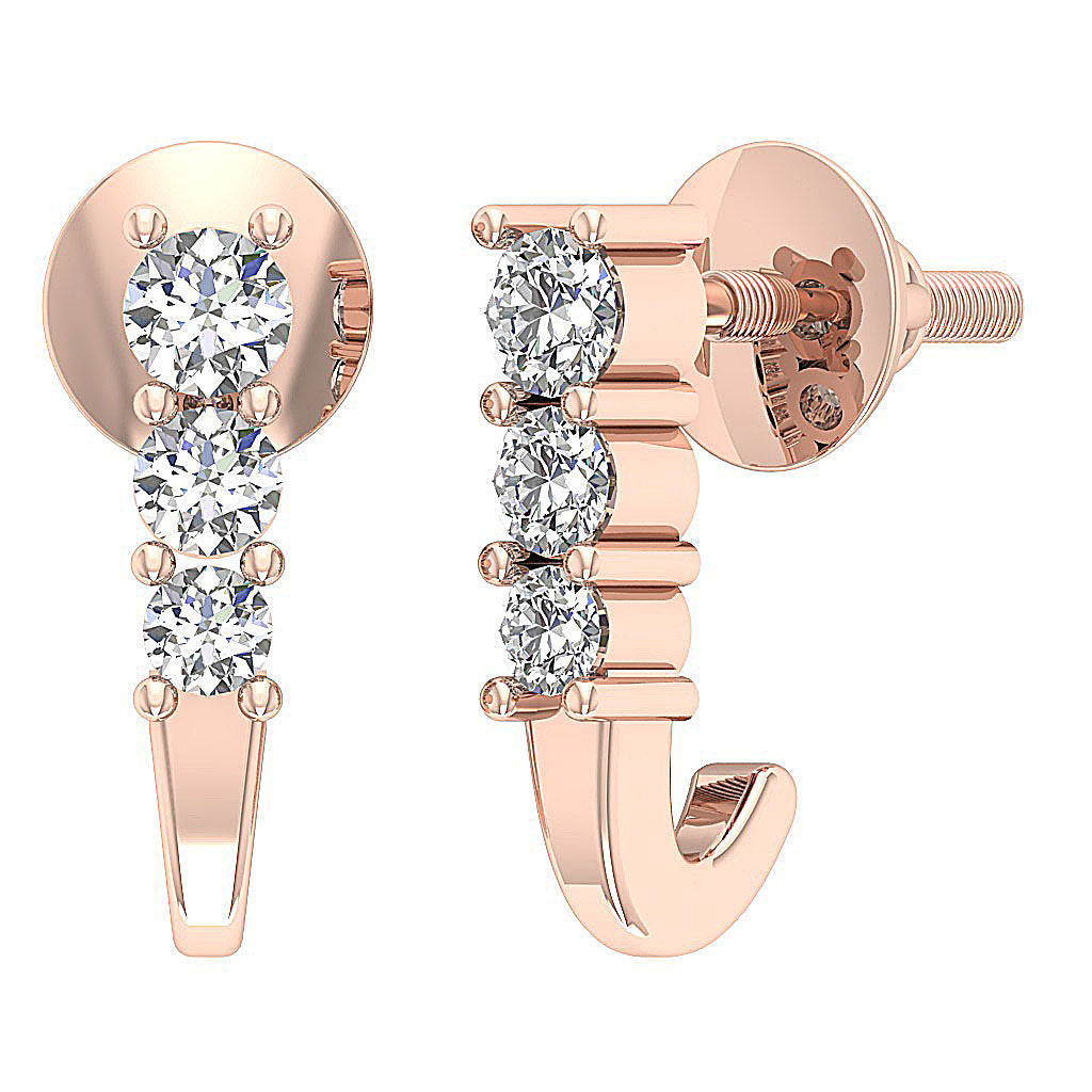 14kRoseGoldGenuineDiamondEarring