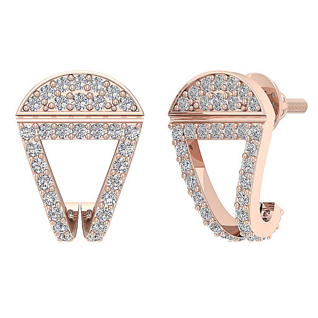 18k/14k White Yellow Rose Gold Fashion Anniversary Earrings Round Diamond SI1/I1 G 0.70 Ct Prong Set