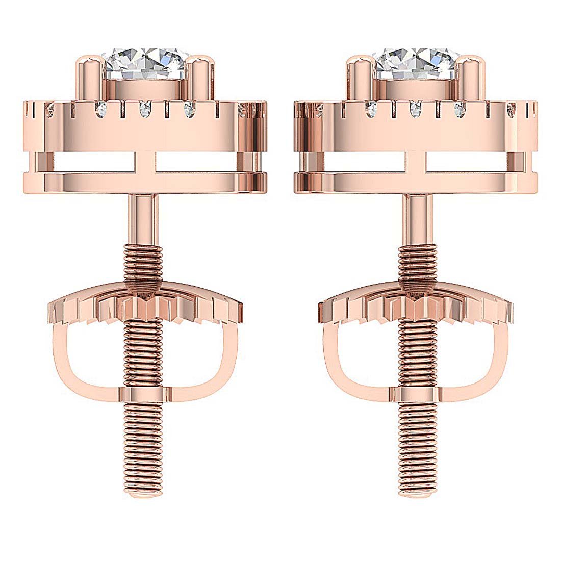 14k Solid Gold Genuine Diamond SI1/I1 G 1.10 Ct Halo Solitaire Studs Earrings