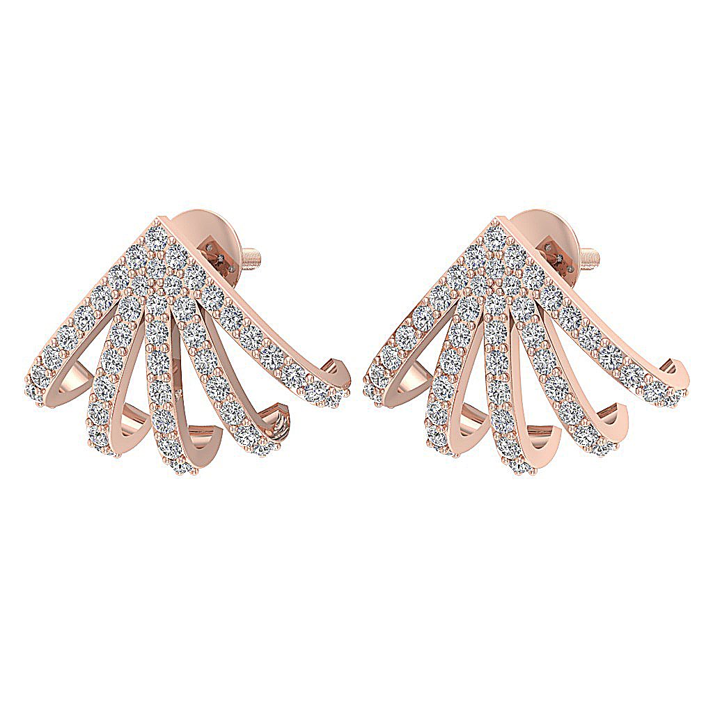 Fashion Engagement Earrings Natural Diamond SI1/I1 G 0.90 Ct 18k/14k Solid Gold Prong Set