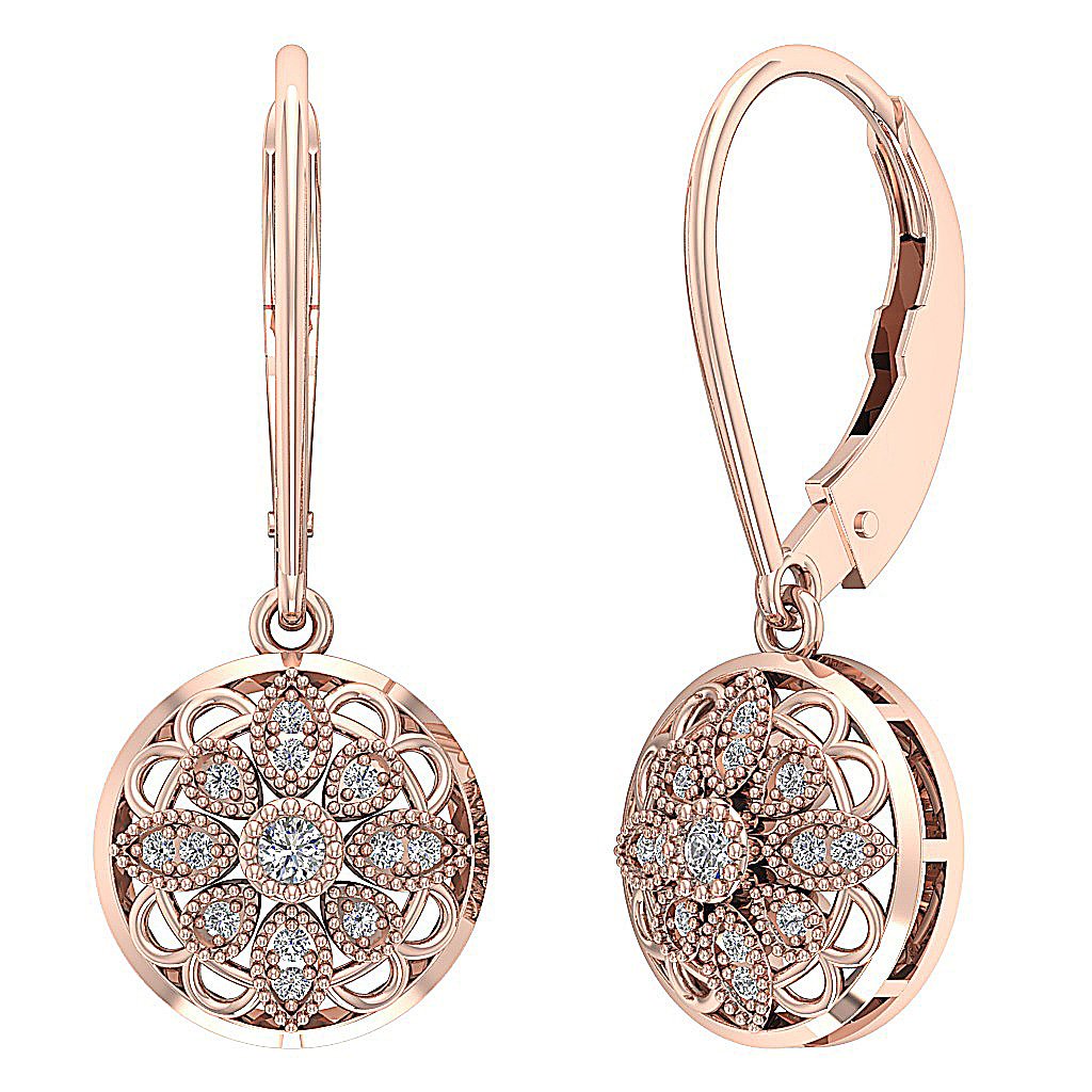 SI1/I1 G 0.25 Ct Chandelier Engagement Earring Natural Diamond 18k/14k Yellow Gold Pave Set