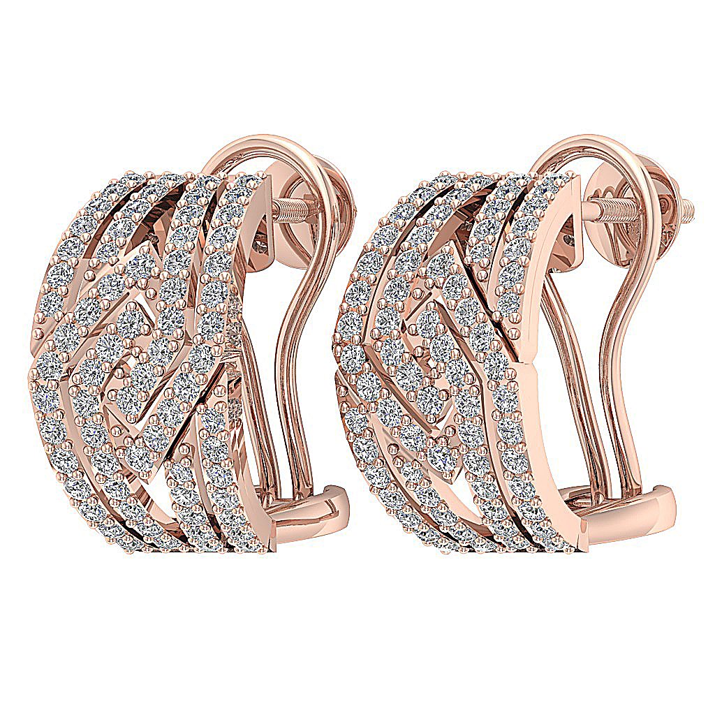 VVS1/VS1/SI1/I1 1.50 Ct Large Hoop Anniversary Earrings Round Diamond 18k/14k White Yellow Rose Gold Prong Set