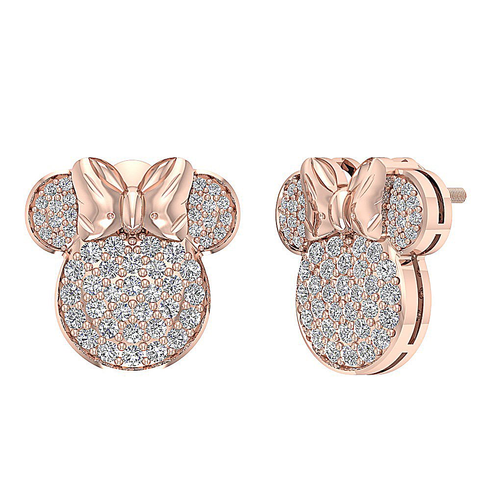 VVS1/VS1/SI1/I1 1.35 Ct Fashion Wedding Earrings Genuine Diamond 18k/14k Rose Gold Pave Set