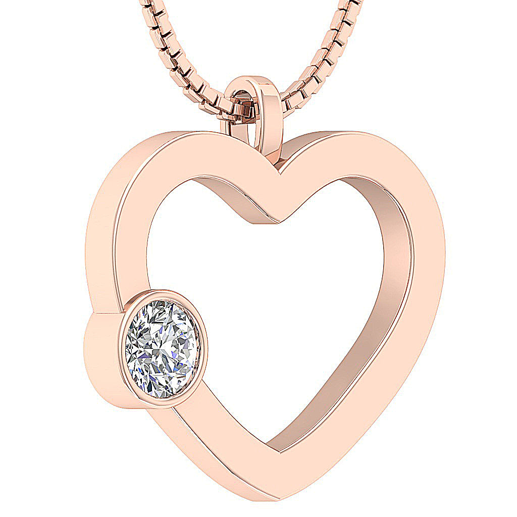 14kRoseGoldGenuineCutDiamondHeartPendant