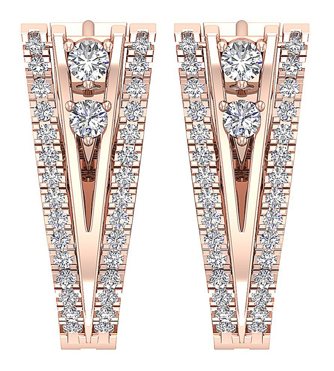 VS1/SI1/I1 G 1.00 Ct Large Hoop Engagement Earrings Natural Diamond 18k/14k White Yellow Rose Gold Prong Set
