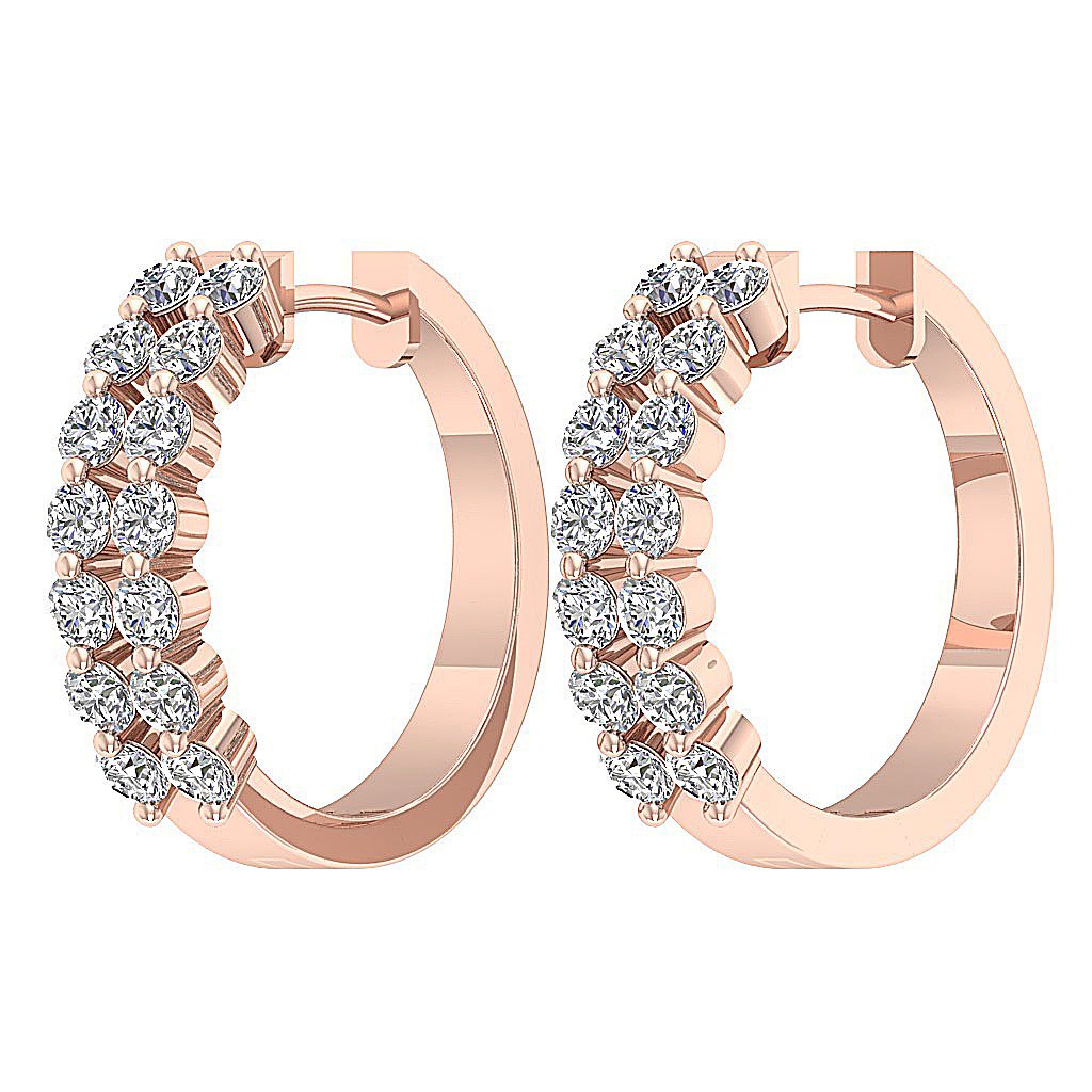 Prong Set Large Hoop Engagement Earrings Natural Diamond SI1/I1 G 1.60 Ct 18k/14k White Yellow Rose Gold