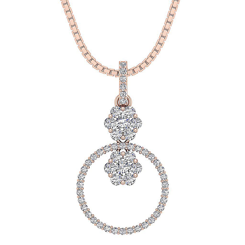 SI1/I1 G 1.30 Carat Designer Fashion Pendants Round Diamond 14k/18k Solid Gold