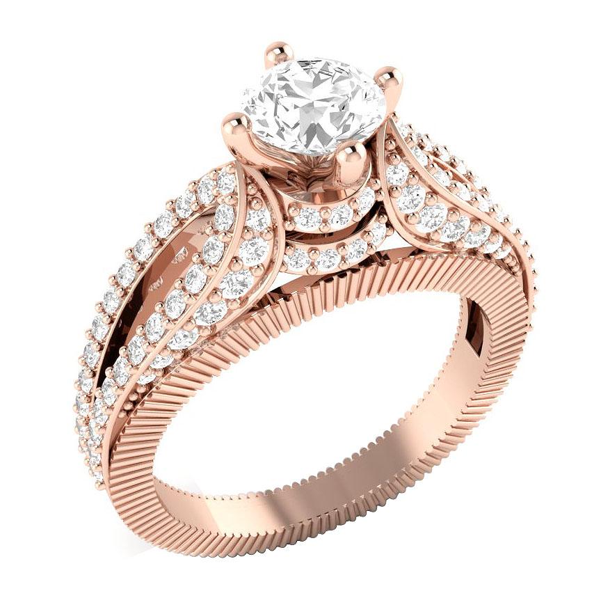 Designer Engagement Ring SI1 G 1.75 Carat Genuine Diamond 14k Solid Gold