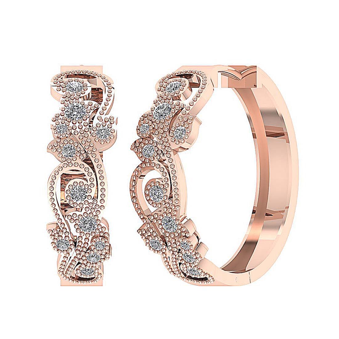 Prong Set Tiny Hoop Anniversary Earrings Round Diamond SI1/I1 G 0.45 Ct 18k/14k White Yellow Rose Gold