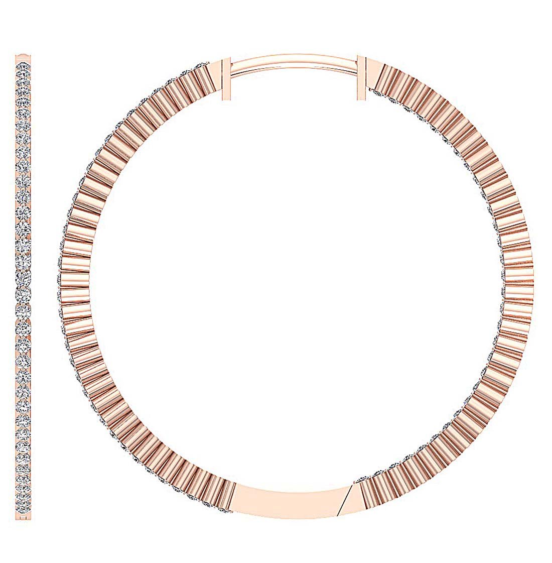 SI1/I1 G 5.70 Ct Genuine Diamond Large Hoop Wedding Earrings 18k/14k White Yellow Rose Gold Prong Set