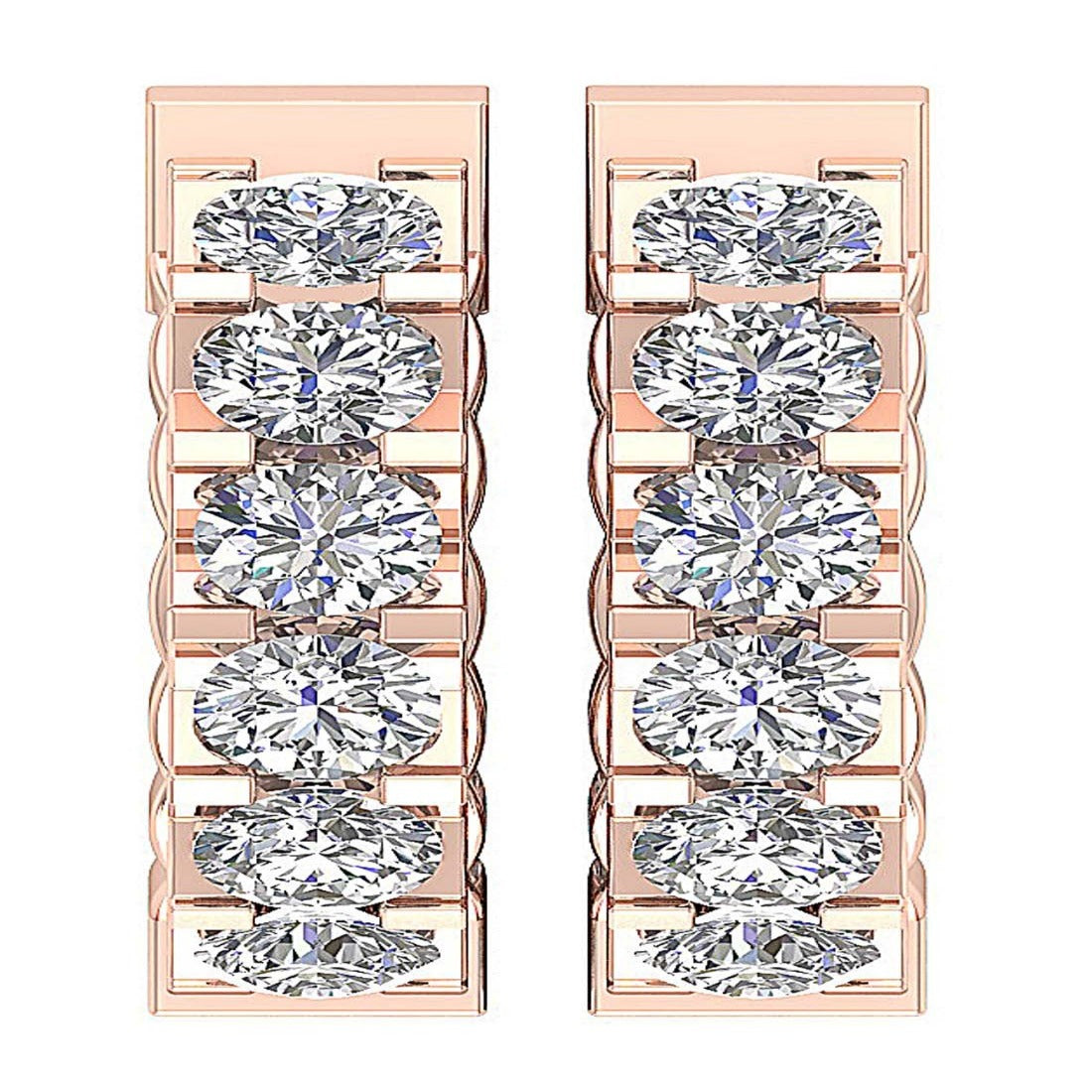 Designer Large Hoop Anniversary Earrings Round Diamond SI1/I1 G 3.50 Ct 18k/14k Solid Gold Prong Set