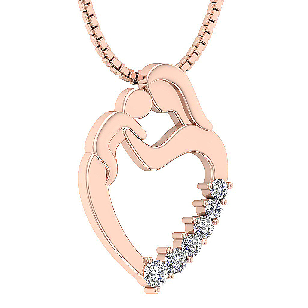 14kRoseGoldRoundCutDiamondHeartPendant