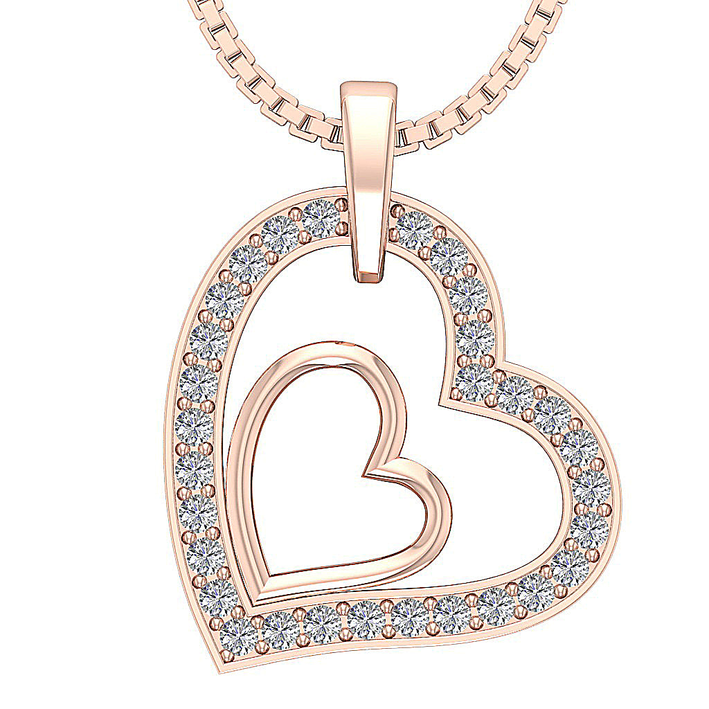 14kRoseGoldNaturalDiamondHeartPendant