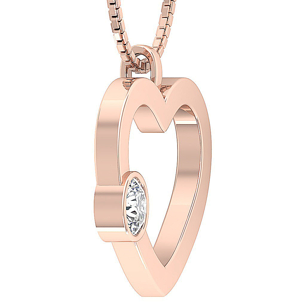 14kRoseGoldRoundCutDiamondHeartPendant