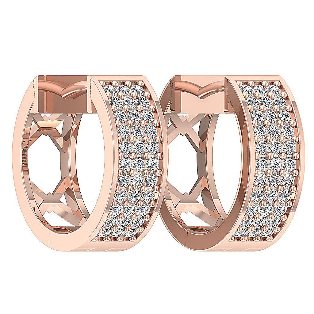 14kRoseGoldNaturalDiamondHoopsEarring