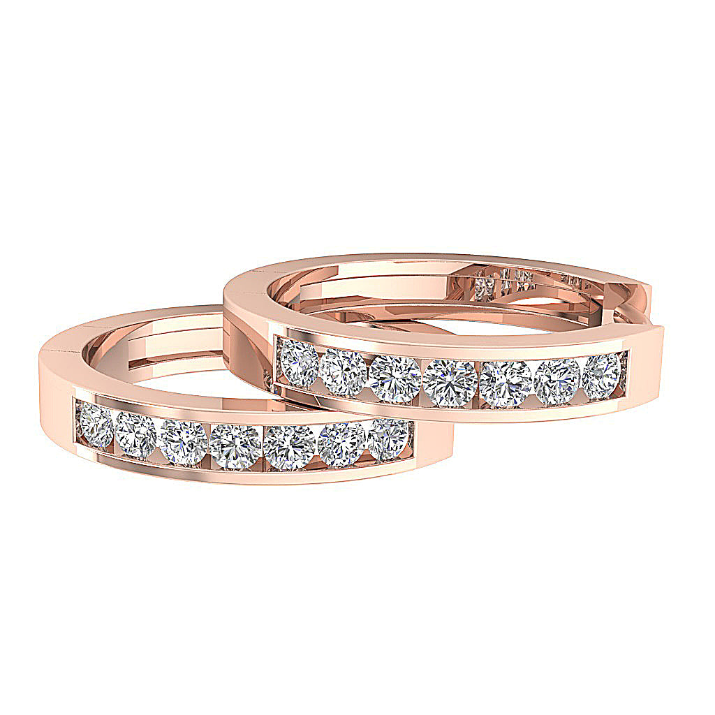 14kRoseGoldRoundDiamondHoopsEarringChannelSet