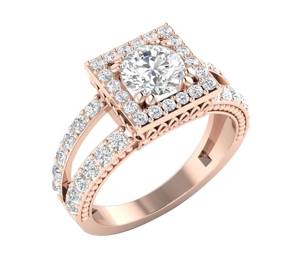14kRoseGoldRoundCutDiamondRing