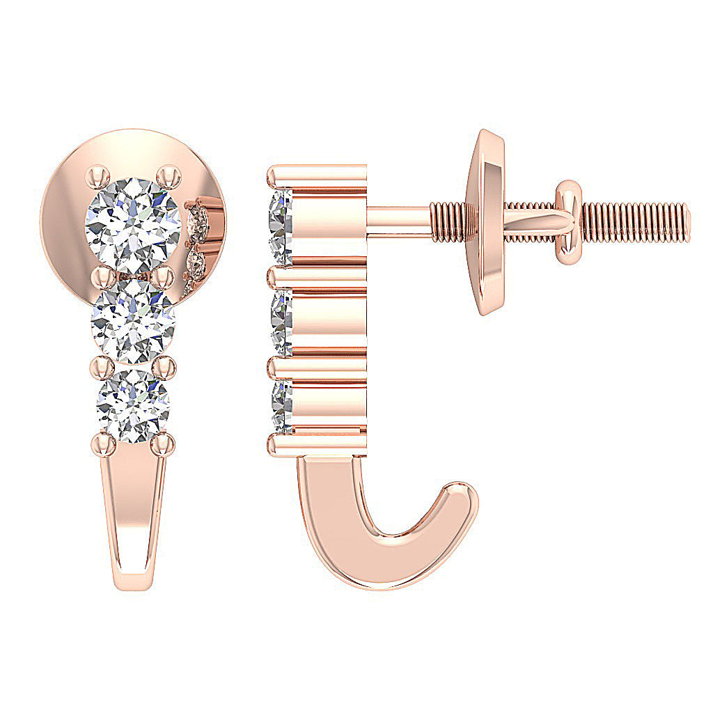 14kRoseGoldNaturalDiamondScrewBackEarring