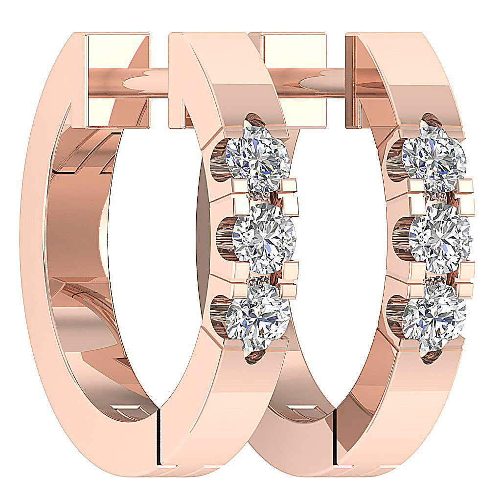 14kRoseGoldNaturalDiamondSmallHuggiesEarring